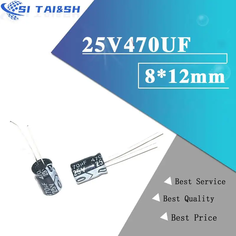 20PCS Higt quality 25V470UF 8*12mm 470UF 25V 8*12 Electrolytic capacitor