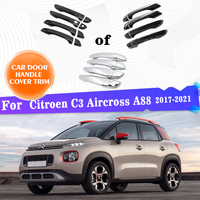 LHD Car Door Handle Covers Trim For Citroen C3 Aircross A88 2017 2018 2019 2020 2021 Stickers Styling Protector Car Accessories