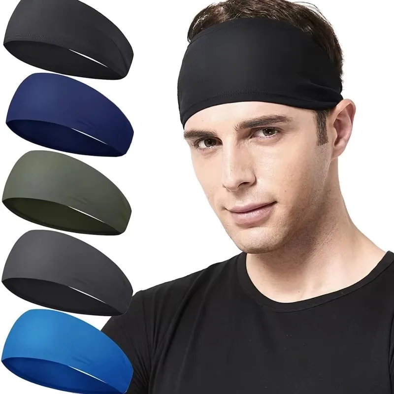 Men Women Sports Headband Sweatband Stretch Elastic Gym Fitness Running Yoga Headwrap Breathable Quick-dry Absorbent Hair Bands