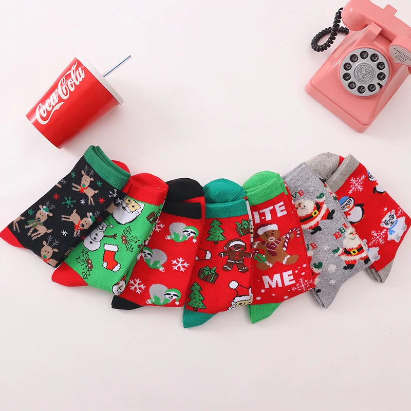 

Christmas Socks Women Funny Santa Claus Christmas Tree Snow Elk Cotton Socks Men New Year Christmas ornaments Socks for Girls