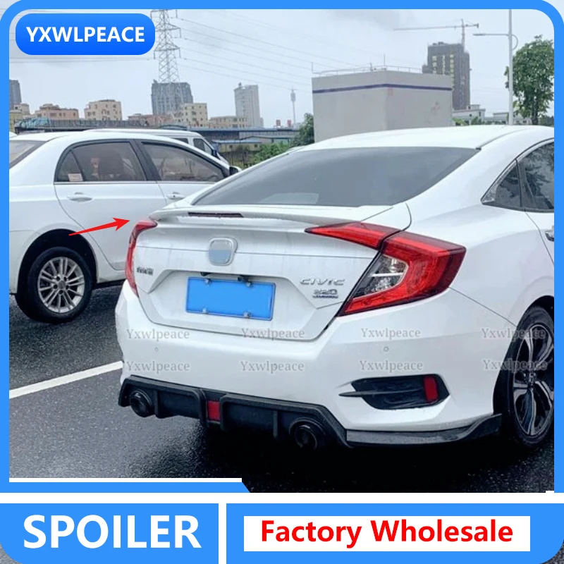 For Honda Civic 10th Generation Sedan 2016 2017 2018 2019 Car Rear Wing Trim MC Style ABS Material Rear Trunk Lid Spoiler