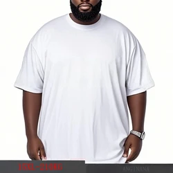 Plus size 15XL 210KG men's T-shirt cotton multi-color large 12XL 8XLshort sleeved round neck loose black and white oversized top