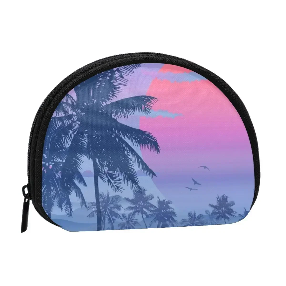 

Tropical Sunrise And Palm Trees 3D Printing Coin Purse Ladies Shopping Portable Silver Bag Travel Credit ID Card