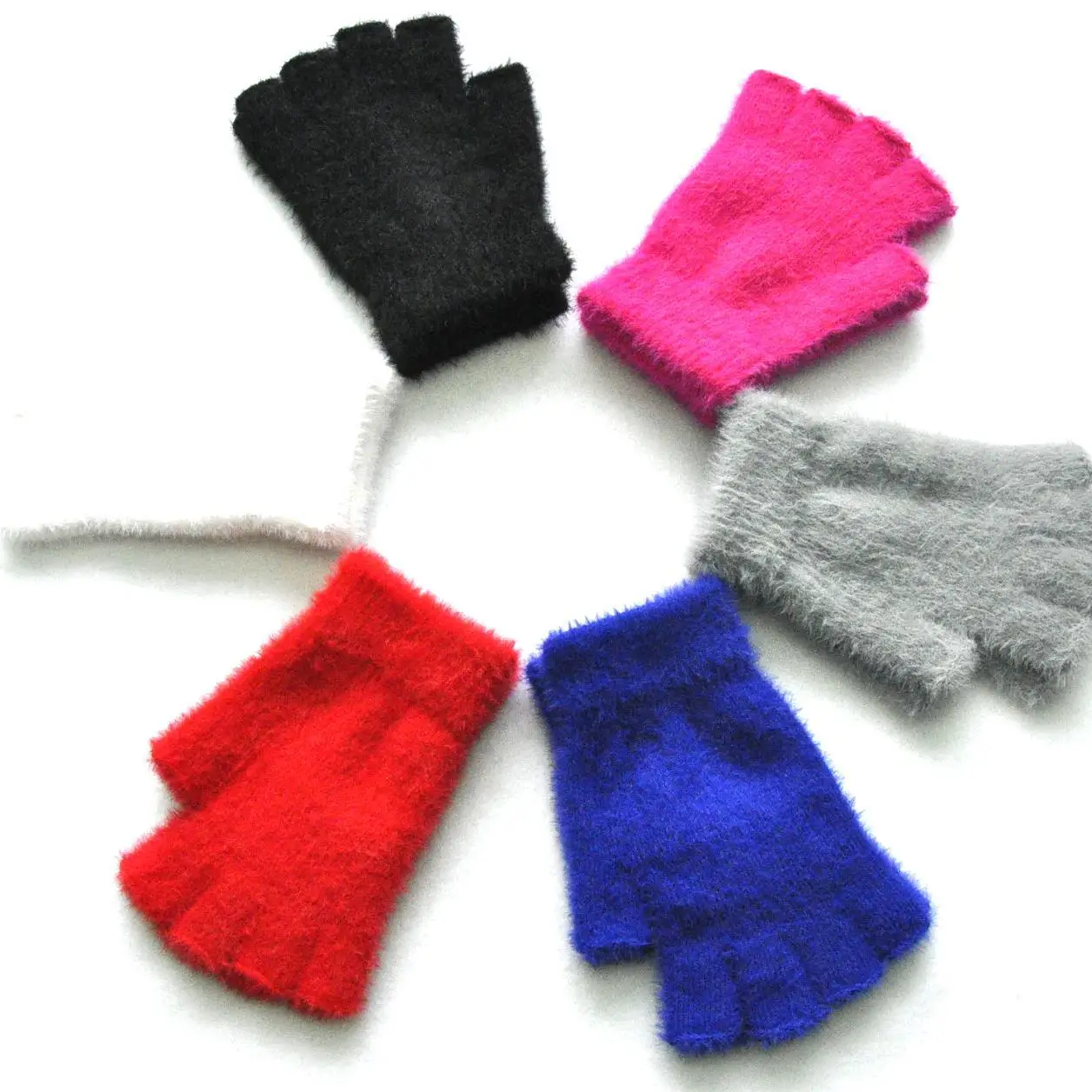 Winter Halbe Finger Handschuhe Für Frauen Männer Neue Feste Nachahmung Nerz Gestrickte Plüsch Warme Fäustlinge Outdoor Radfahren Skifahren Handschuhe