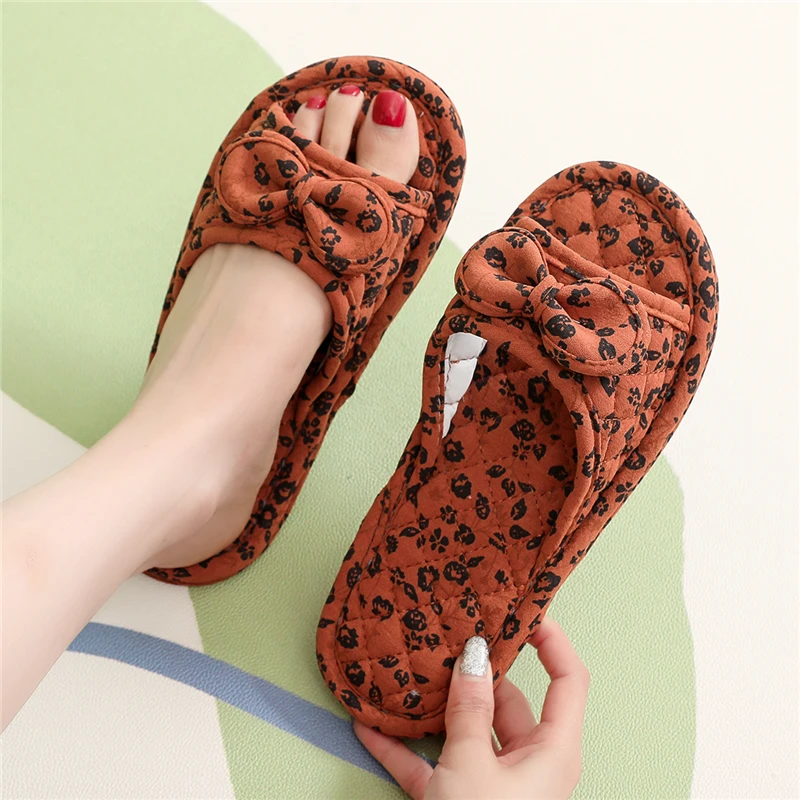 Women Bow Indoor Cute Girl's Four Seasons Slippers Comfy Bedroom Non-slip Casual Beautiful Mute Home Shoes