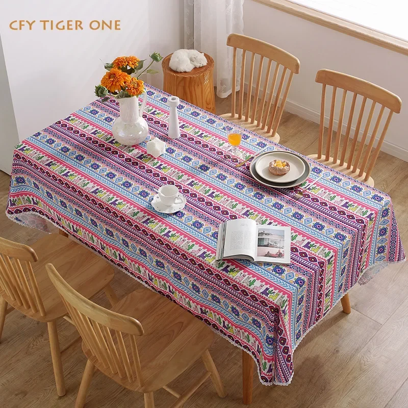 Nordic American Lace Tablecloth Antifouling Rectangular Tablecloth Washable and Oil Resistant Coffee Table Mat Table Cover