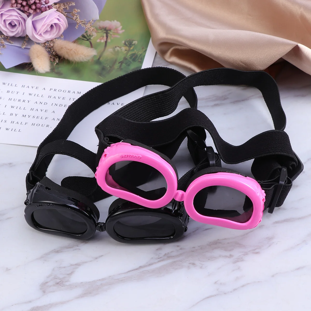 

Dog Sunglasses Pink Protective Pet Goggles Uv Protection Adjustable Strap Waterproof Dog Eye Protection Pet Sunglasses