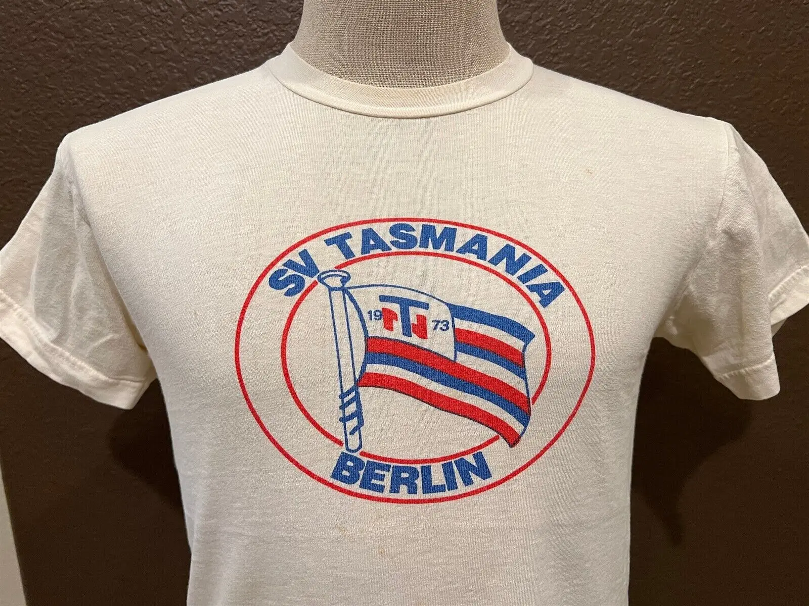 Vintage 70's SV Tasmania Berlin Flag 1972 White T Shirt Size M