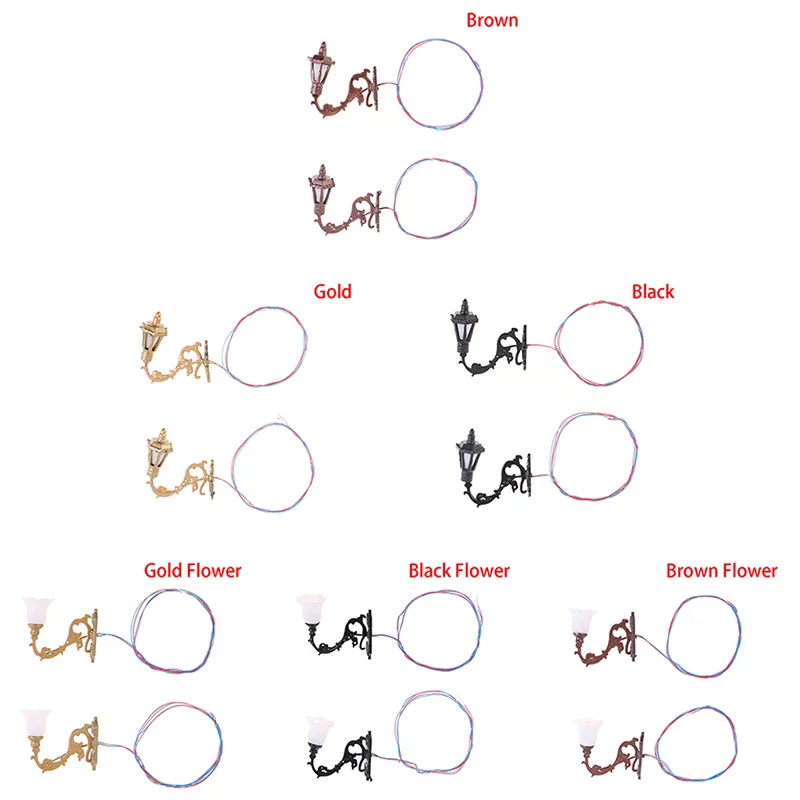 2 pçs 1/12 casa de bonecas em miniatura lâmpada parede modelo jardim quintal lustre mesa areia luz led para casa boneca decoração brinquedos presente