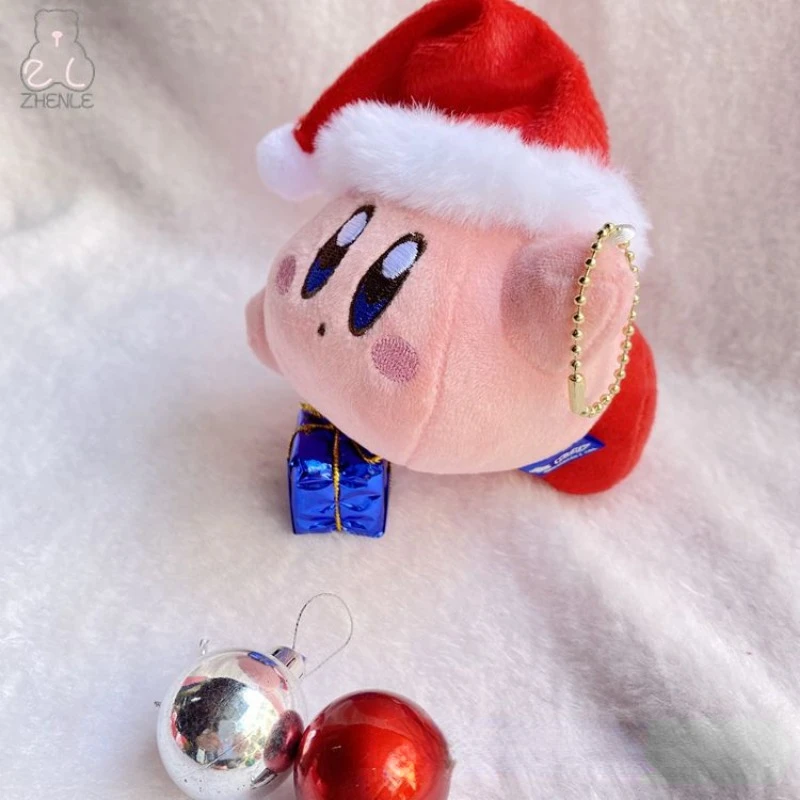 Kirby-Muñeco de Navidad de peluche suave, figura Kawaii, juguetes colgantes, decoración creativa del hogar, mochila de dibujos animados, dijes, regalos para niños