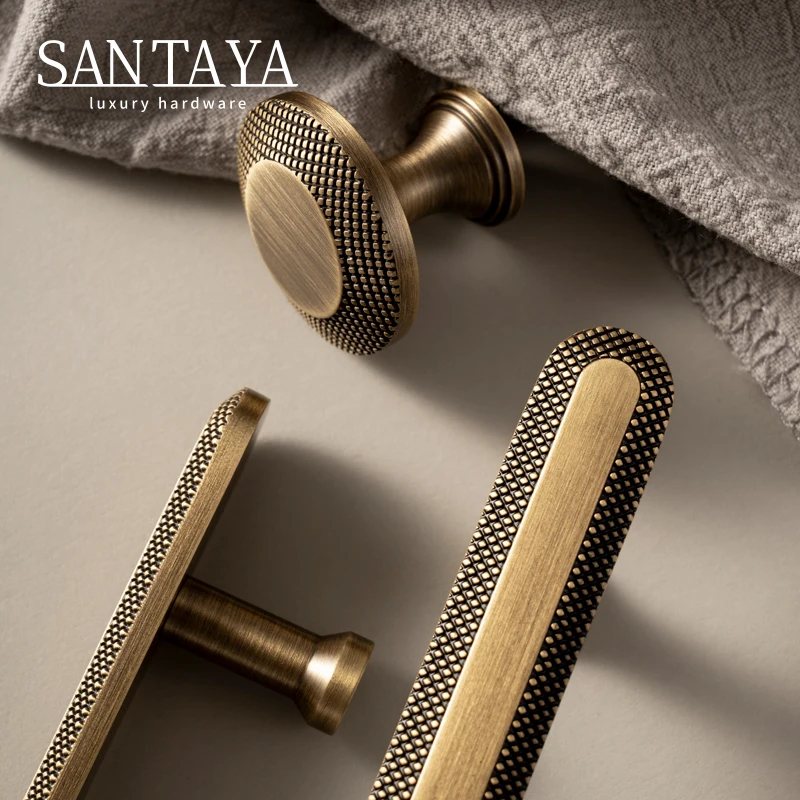 Knurled Brass Cabinet Pull 3