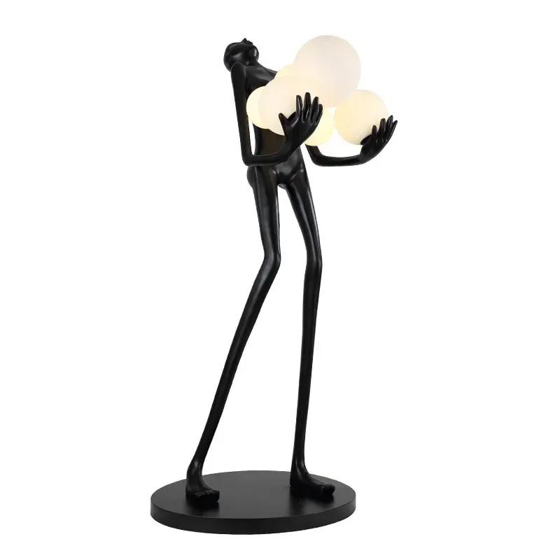 Large Human Body Decoration Art Sculpture ball Resin Standing Floor Lamp for Home decoration