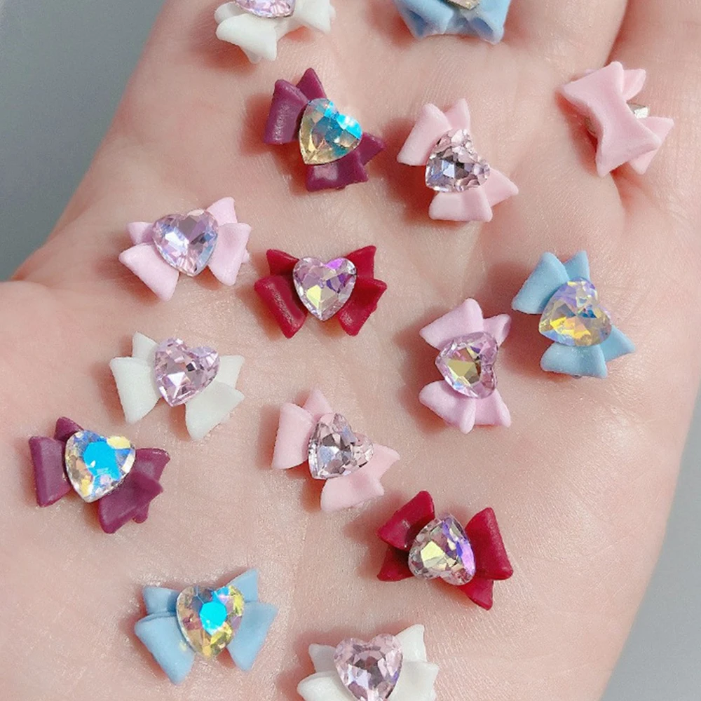 Bow Manicure Stickers Waterproof And Durable Double Layer Double-layer Nail Stickers Rhinestones/ornaments Nail Stickers