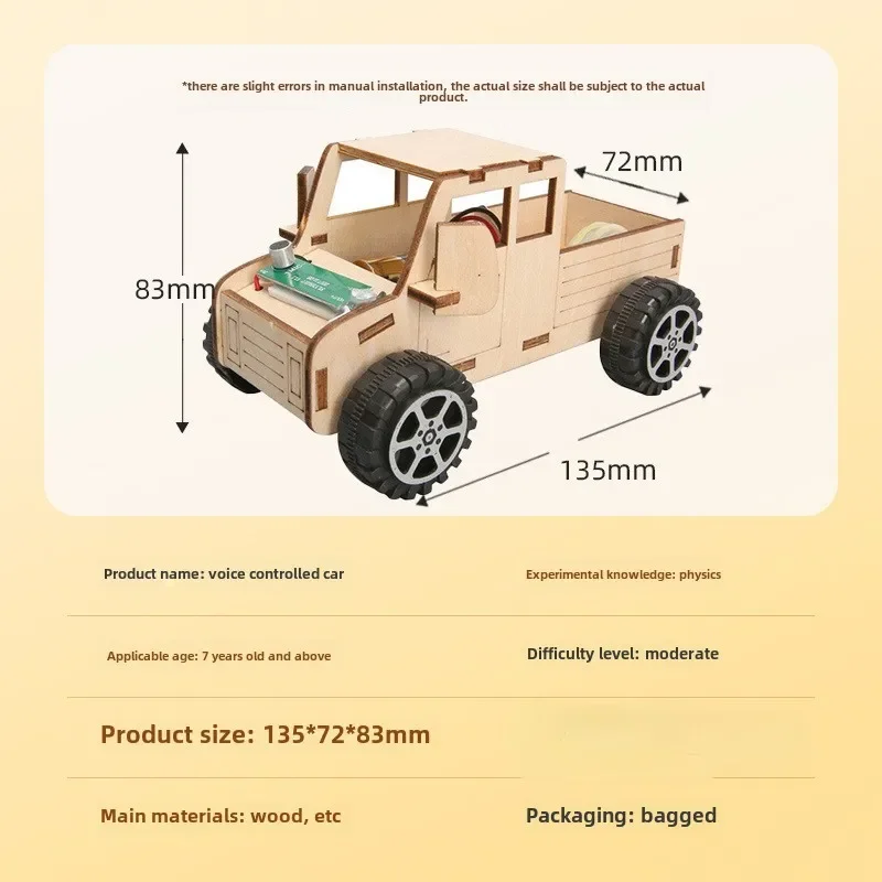 DIY Voice-Controlled Car Building Kit for Kids Handmade Craft Toy Set with Educational Insights and Fun Playtime Material