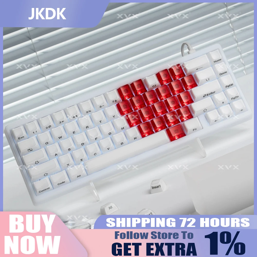 

JKDK 21 шт., набор прозрачных колпачков для клавиш с вишневым профилем, радужные красочные пустые колпачки для ПК для механической клавиатуры
