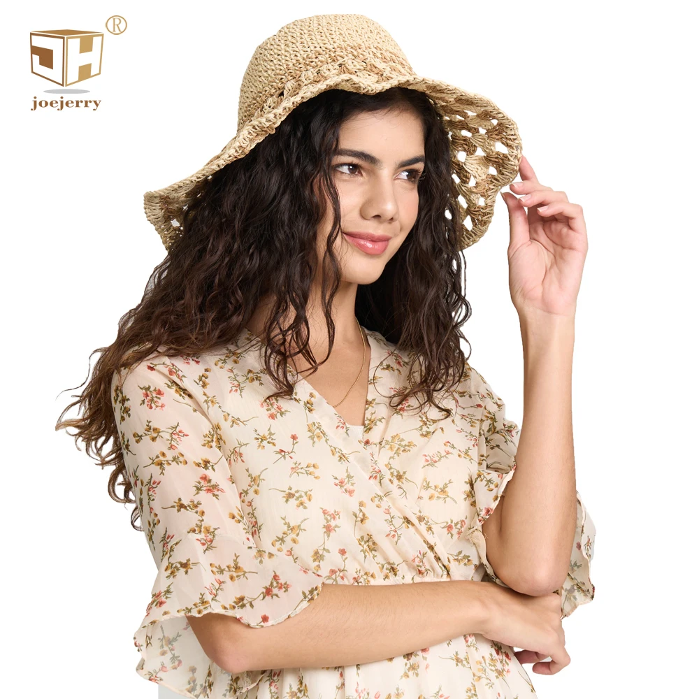 

Straw Summer Sun Hats for Women Beach Hats Foldable Lady Travel Caps Multi Color Female 2024