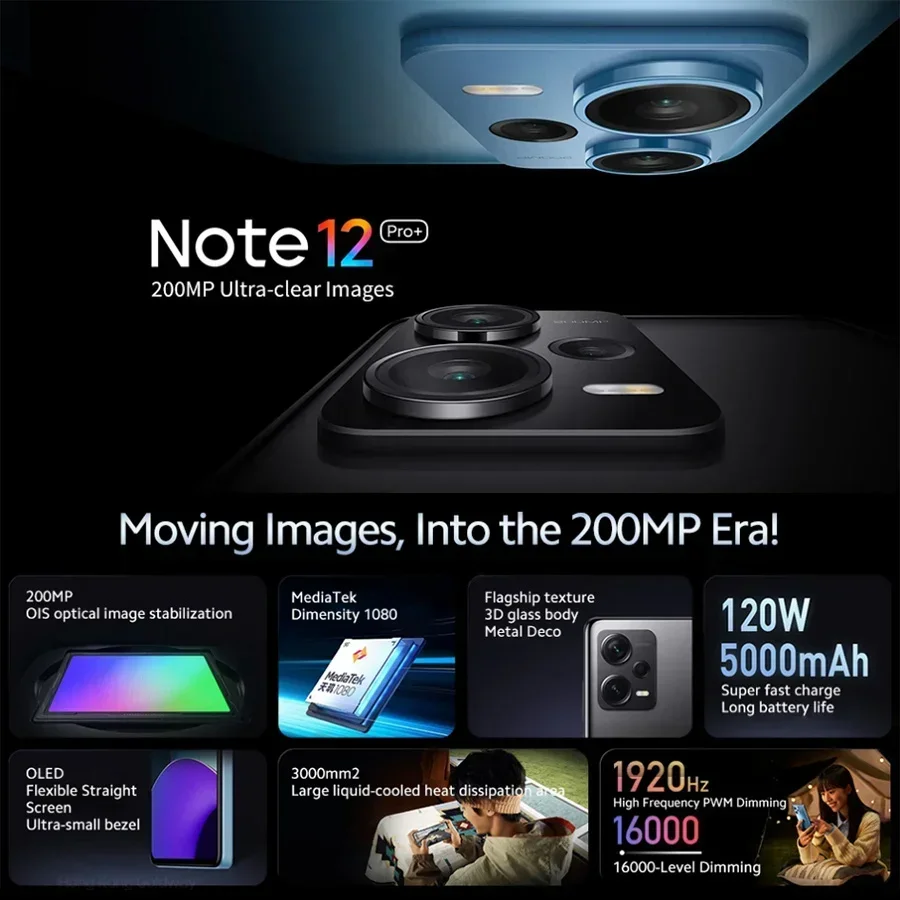 Global Rom Xiaomi Redmi Note 12 Pro + NFC 120W شحن 5000mAh 200MP ثلاثي خلفي 6.67 بوصة OLED مرن DotDisplay 5G هاتف ذكي #2