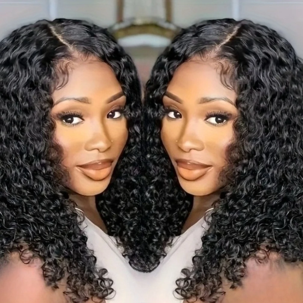 

Парик-каре 4x4 с кружевной застежкой, из натуральных волос, глубокие кудри, волнистые, предварительно прорезанные и подготовленные, 150% плотность, для женщин, 12 дюймов