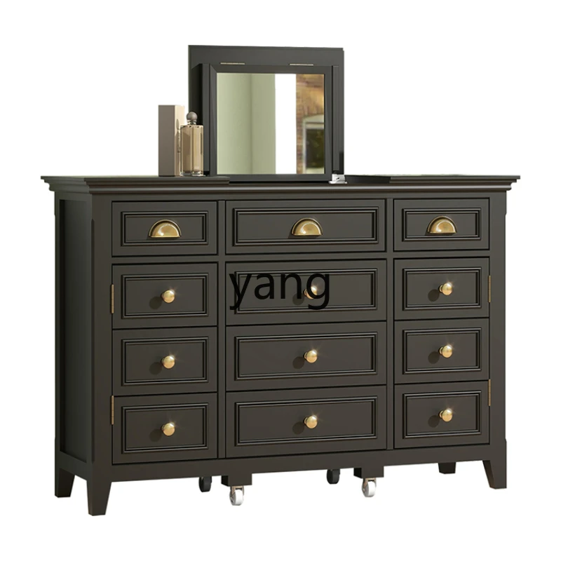 

LXL Black Vintage Dressing Table Mid-Ancient Dresser with Lighting Desk Storage Cabinet Integrated