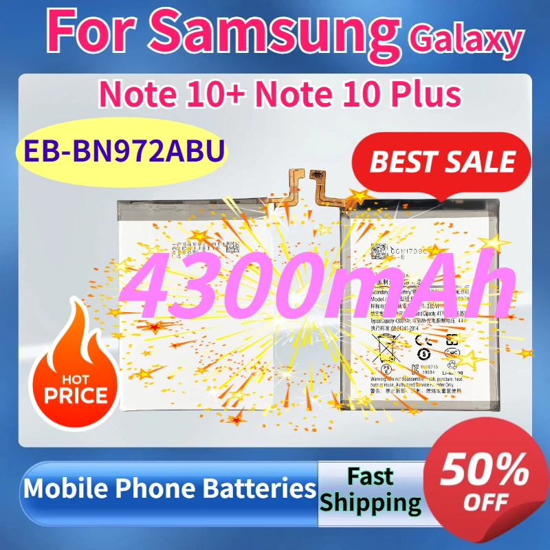 

Replacement Mobile Phone Battery for Samsung Galaxy Note 10+ Note 10 Plus High-Quality EB-BN972ABU 4300mAh Batteries With Tools