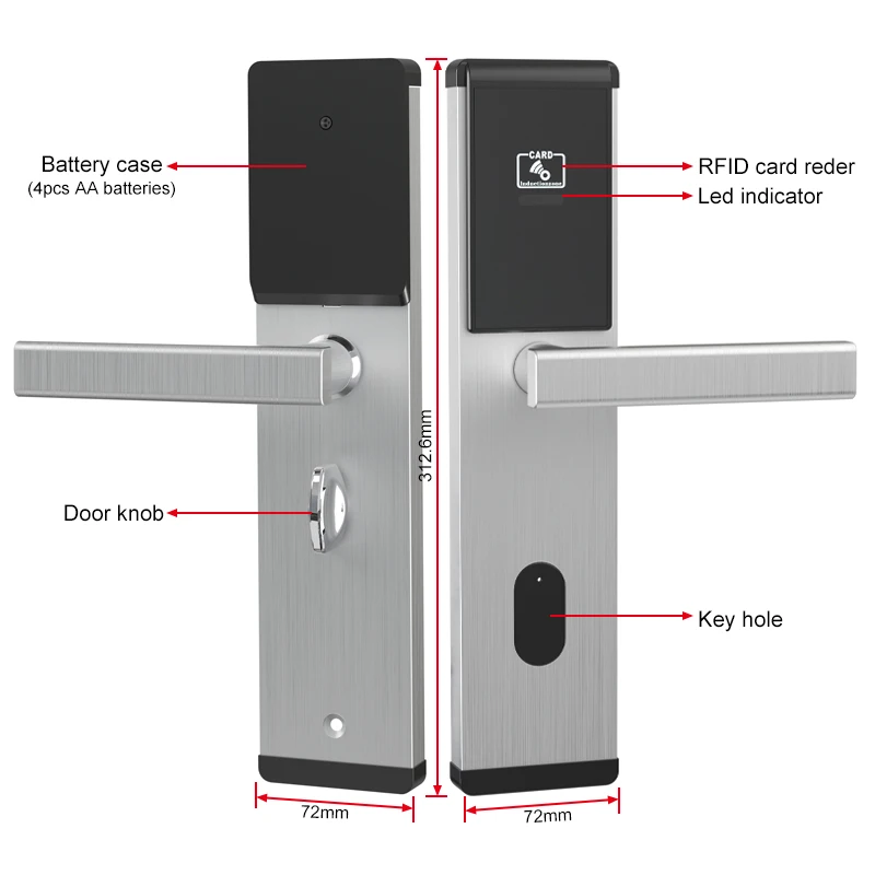 Stainless Steel Material Smart Mifare Card Electronic Hotel Lock System