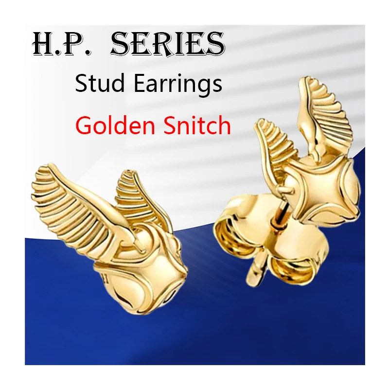 18K Shine Gold Ear Piercing Studs Earrings For Women Original Fine Jewelry Swirling Angel Wings Ribbed Detail Decorations Gifts