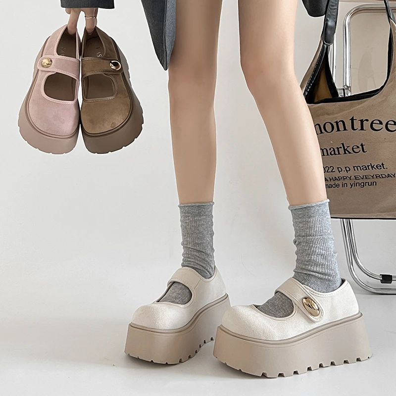 

Platform Thick Bottom JK Women Mary Jane Shoes Elegant Buckle Dress Spring Autumn Single Footwear