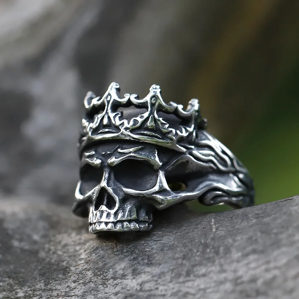 NEW Men's 316L stainless steel rings Vintage Halloween Gothic Calvarium Skull punk ring fashion jewelry free shipping