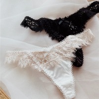 SP&CITY Romantic Lace Satin Sexy Thongs Flower Embroidery Hollow Out Underwear for Women Fashion Cotton Crotch Seamless Panties