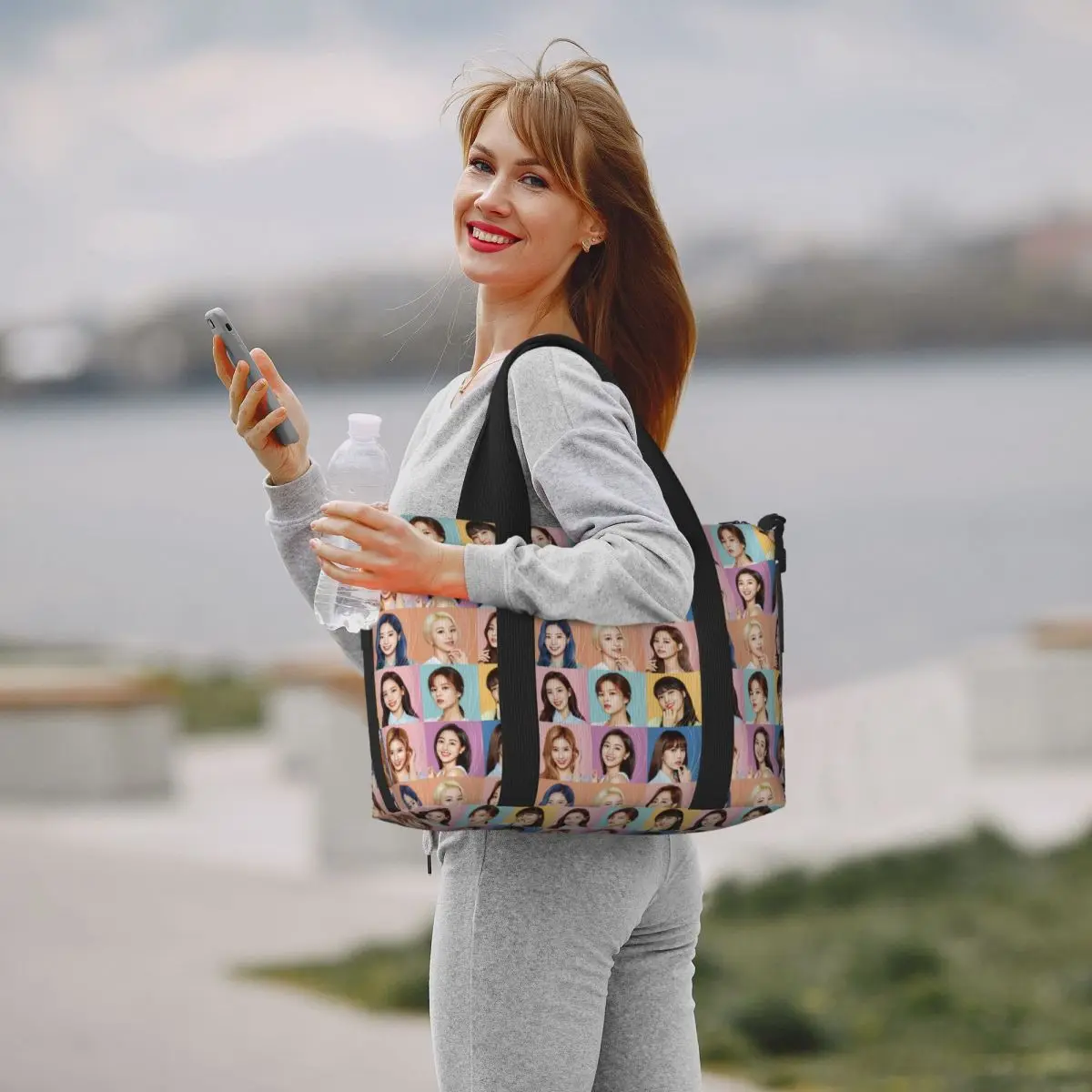 Custom Beauty Kpop Twices Tote Bag Women Large Capacity Lovely Beach Gym Shoulder Travel Bag