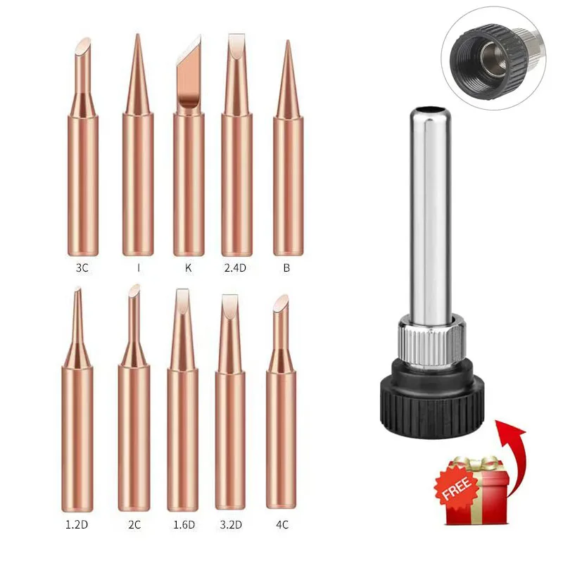 5/10-Piece 900M Lead-Free Solder Iron Tips with Replaceable Cores & Sleeves - Compatible with Soldering Stations‌