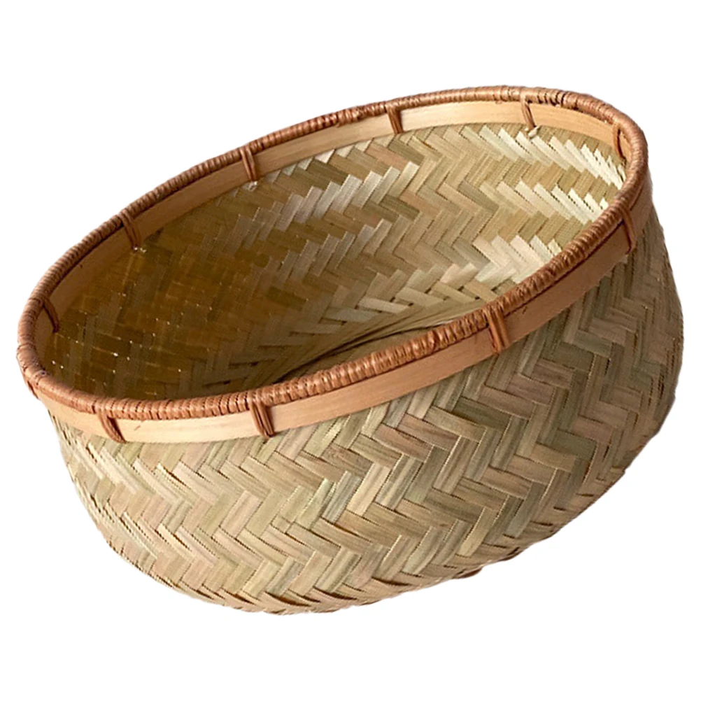 

Bamboo Fruit Plate Storage Kitchen Baskets Woven Goods Fruits Tray Hand-woven for