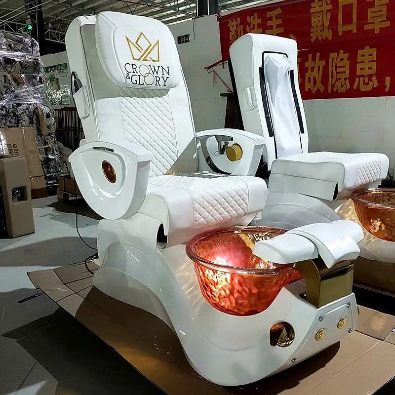 White Luxury Foot Massage Chair With 4 Sets of Simulation Massage Sofa 180 Degrees Spa Manicure Pedicure Chair