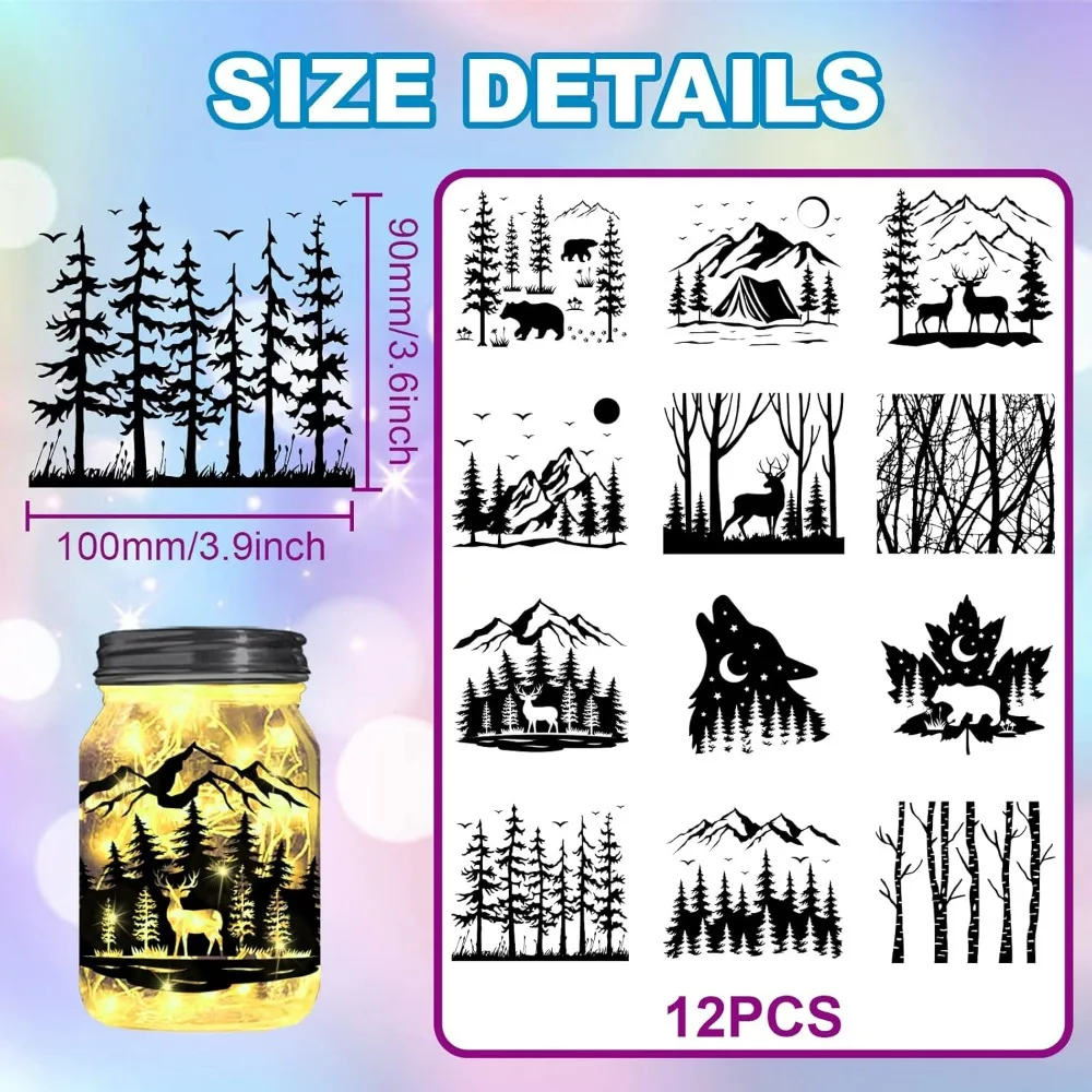 Forest Animals Silhouette Jar Cutouts Cutout Paper Window Cutout Paper Mountain ad Trees Plastic Silhouette Wall Cutout Paper