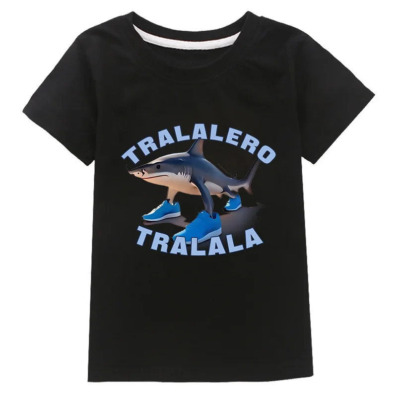 

New Kids Clothes Tralalero Tralala divertido Shark Meme Girls Cotton Tees Suits Toddler Boys Short Sleeve T Shirt