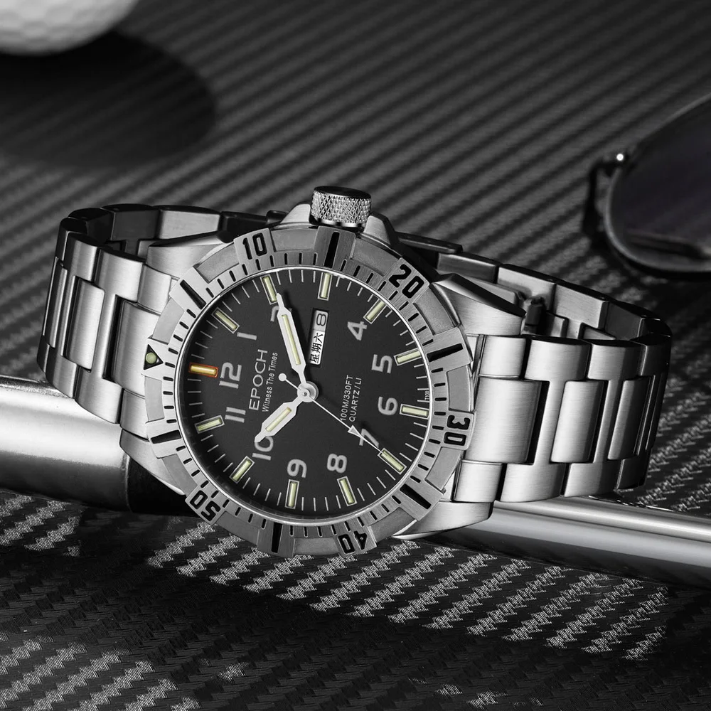 EPOCH Men Military Watch 43mm Quartz Wristwatch Sport Luminous