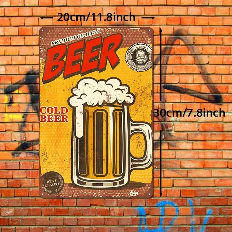 1pc 'Cold Beer' Vintage Metal Sign (20x30cm / 7.87x11.81in): Refreshing Retro Bar Decor for Beer Aficionados