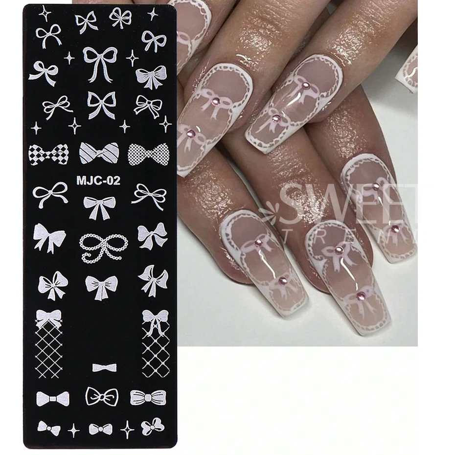 3pcs Bow Tie Nail Stamping Plates Butterfly Design Floral Flower Leaf  Nail Art Stamp Stencil Printing Template Manicure Tools