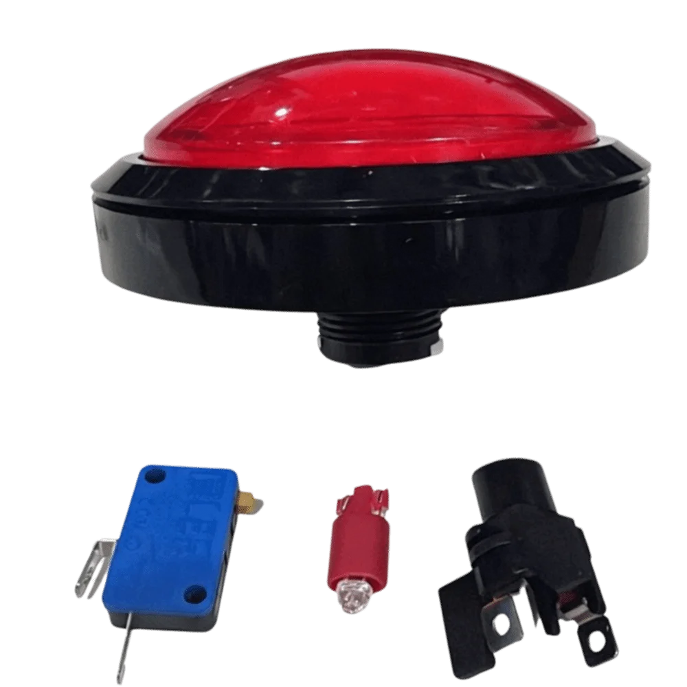 4pcs 100mm Diameter Arcade Push Button Convex Design LED Illuminated Arcade Button Replacement Red Color Single Button Unit
