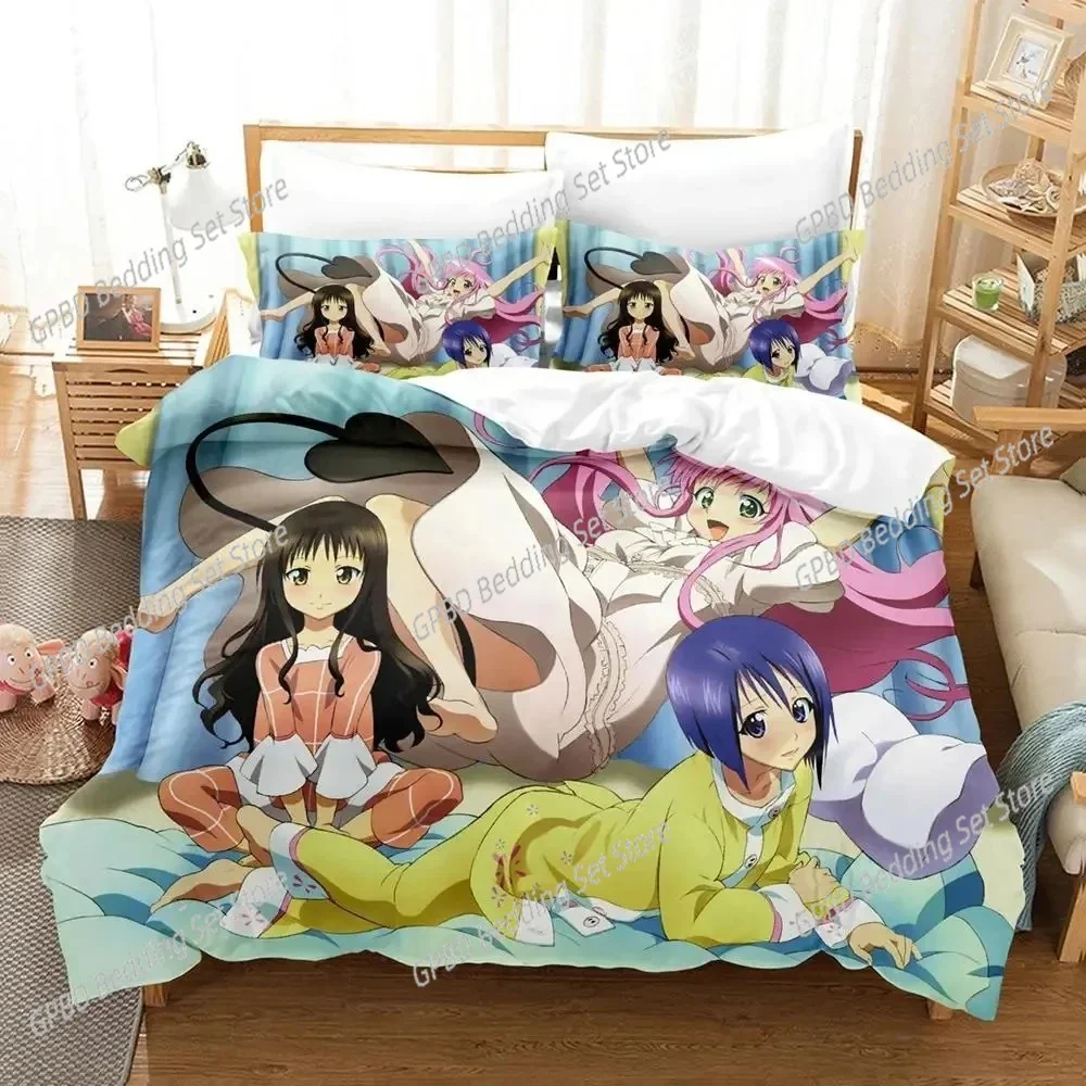 

Anime Yami To LOVE Ru 3D Bedding Set Duvet Cover Pillowcases Single Twin Full Queen King Size Home Decor Quilt Boys Gift