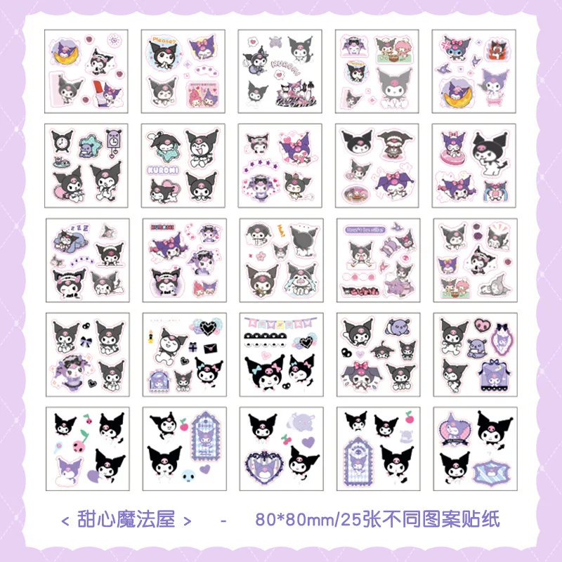 Kawaii Sanrio Kuromi Sticker Cinnamoroll Waterproof PVC DIY Goo Card Set Cute My Melody Kid Creative Stationery Handbook Sticker