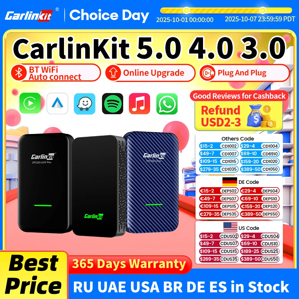 CarlinKit 5.0 4.0 3.0 CarPlay Wireless Dongle Activator Auto-connect For Audi Porshe Benz VW Volvo Toyota Plug&Play MP4 MP5 Play