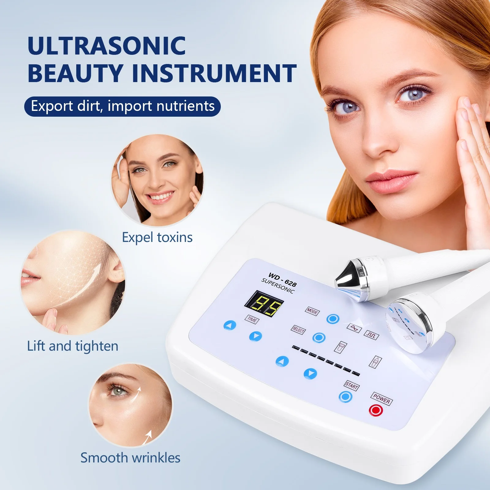 Ultrasonic Facial Skin Care Beauty Machine Face Lifting Tightening Massager Pores Cleansing Eyes Massage Ultrasound Machine