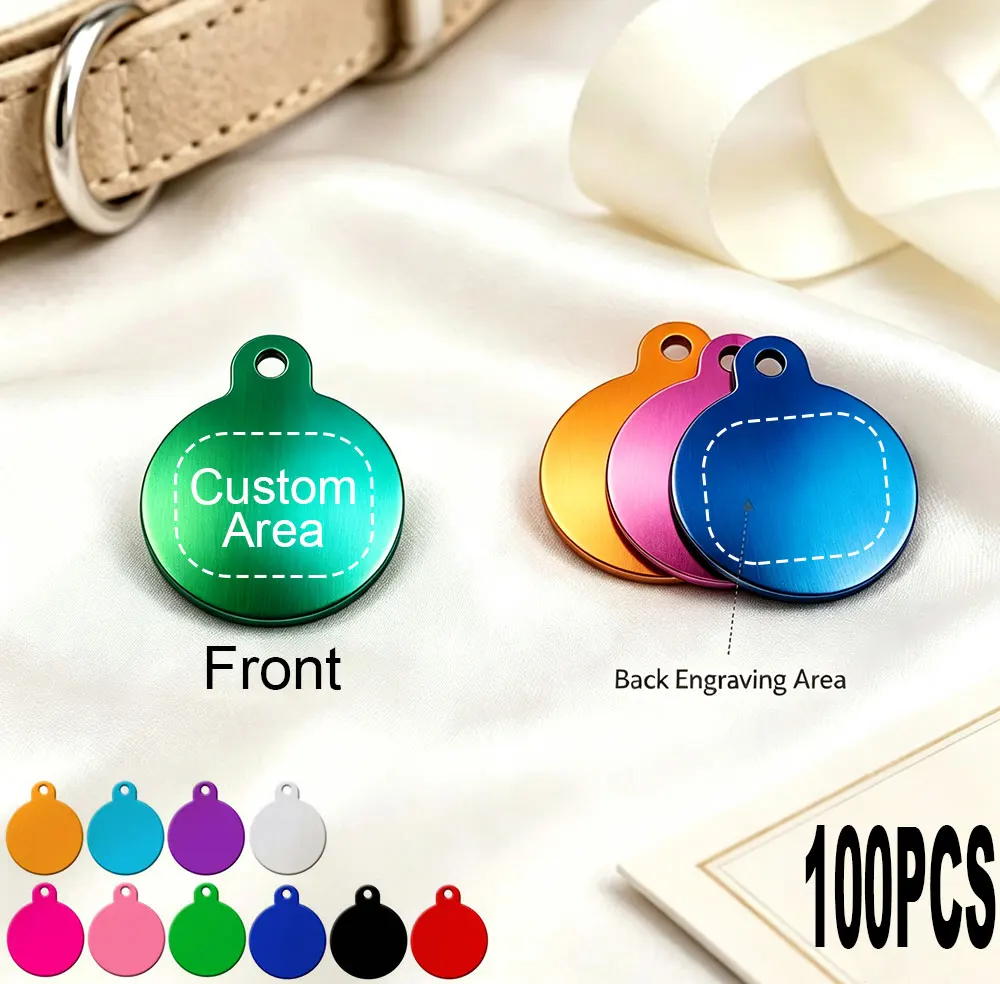Wholesale 100PCS Blank Round Labels That Can Be Laser-customized Into Personalized ID Tags For Outdoor Pets Decorative Collars