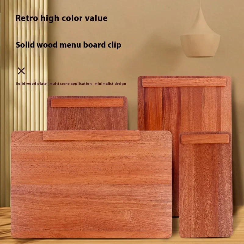 Solid Wood Menu Board Restaurant Wine Order Single Clip Bar Vintage Table Card Bill Board Clip Writing Board Clipboard