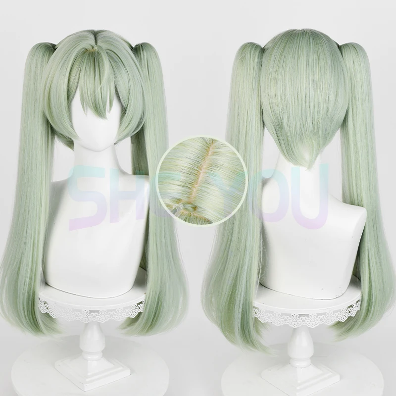 

Corin Wickes Cosplay Wig Anime Green Long With Double Ponytails Heat Resistant Synthetic Hair Halloween Wigs + Wig Cap