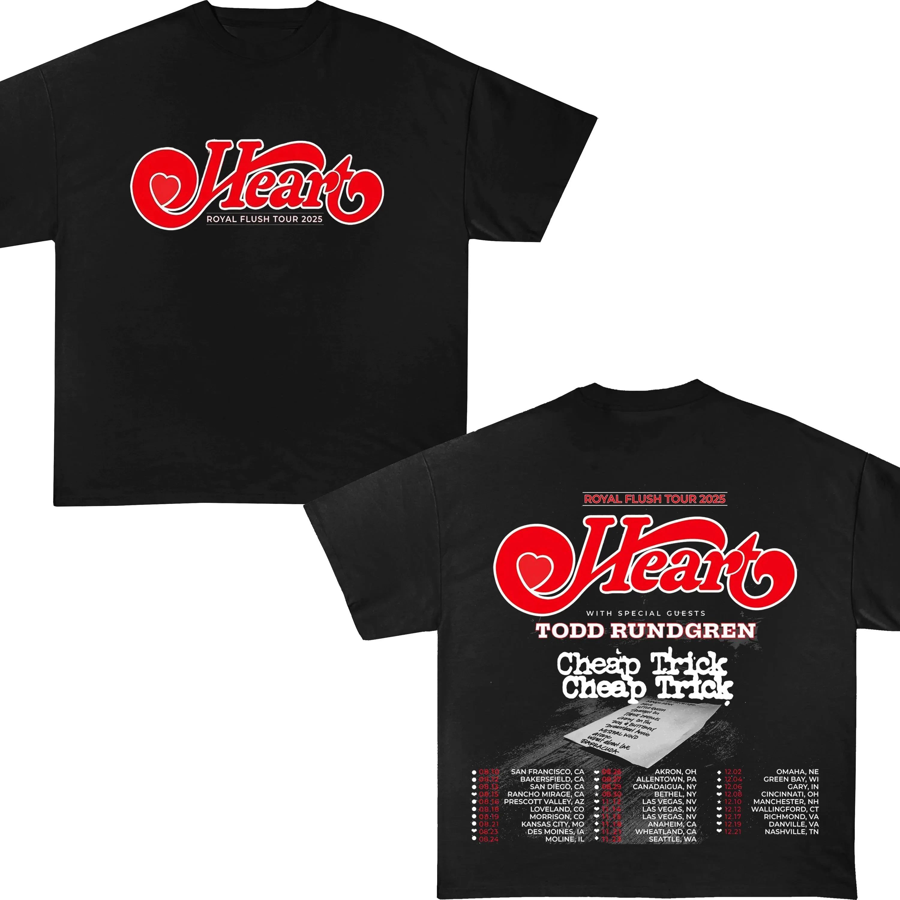 Heart Band Tour 2025 Shirt Vintage Rock Graphic Tee 70s Retro Rock and Roll T-Shirt Music Lover Gift Classic Band Tee for Fan