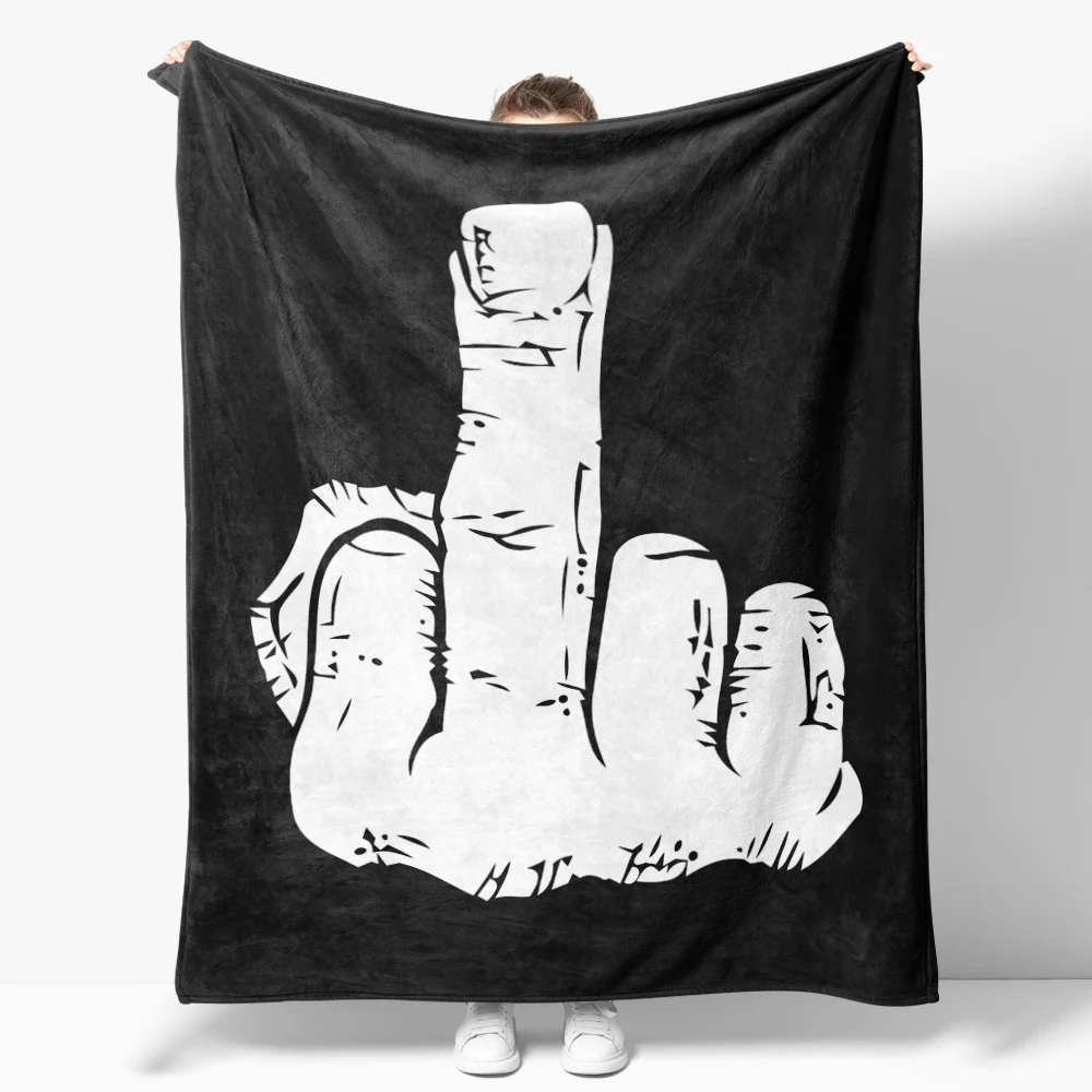 Middle Finger Flannel Blanket for Sofa prank Decoration Humorous ridicule and satire Blanket Throw Blankets For Bed