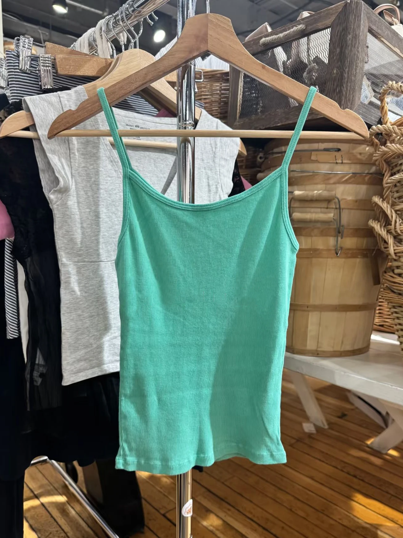 Mint Green Ribbed Slim Tank Top Woman Summer Solid Casual Simple Cotton Camisole Female All-match Sweet Basic Vest Y2k Tops New