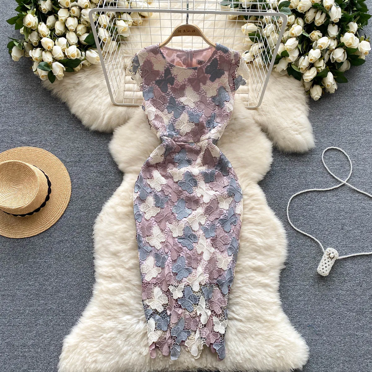 

Chic Sexy butterfly lace Fairy Casual A-line Dress Vestido Summer pencil dress Vacation Women Boho Sundress